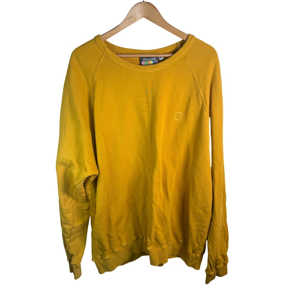 Big Bud Press Crewneck Sweatshirt Mens 1XL Yellow Grunge Streetwear Indie Retro